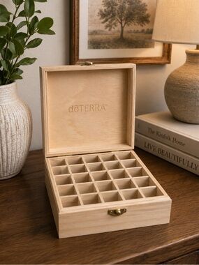 doTERRA Wooden Essential Oil Storage Box | 25 Bottle Organizer Case